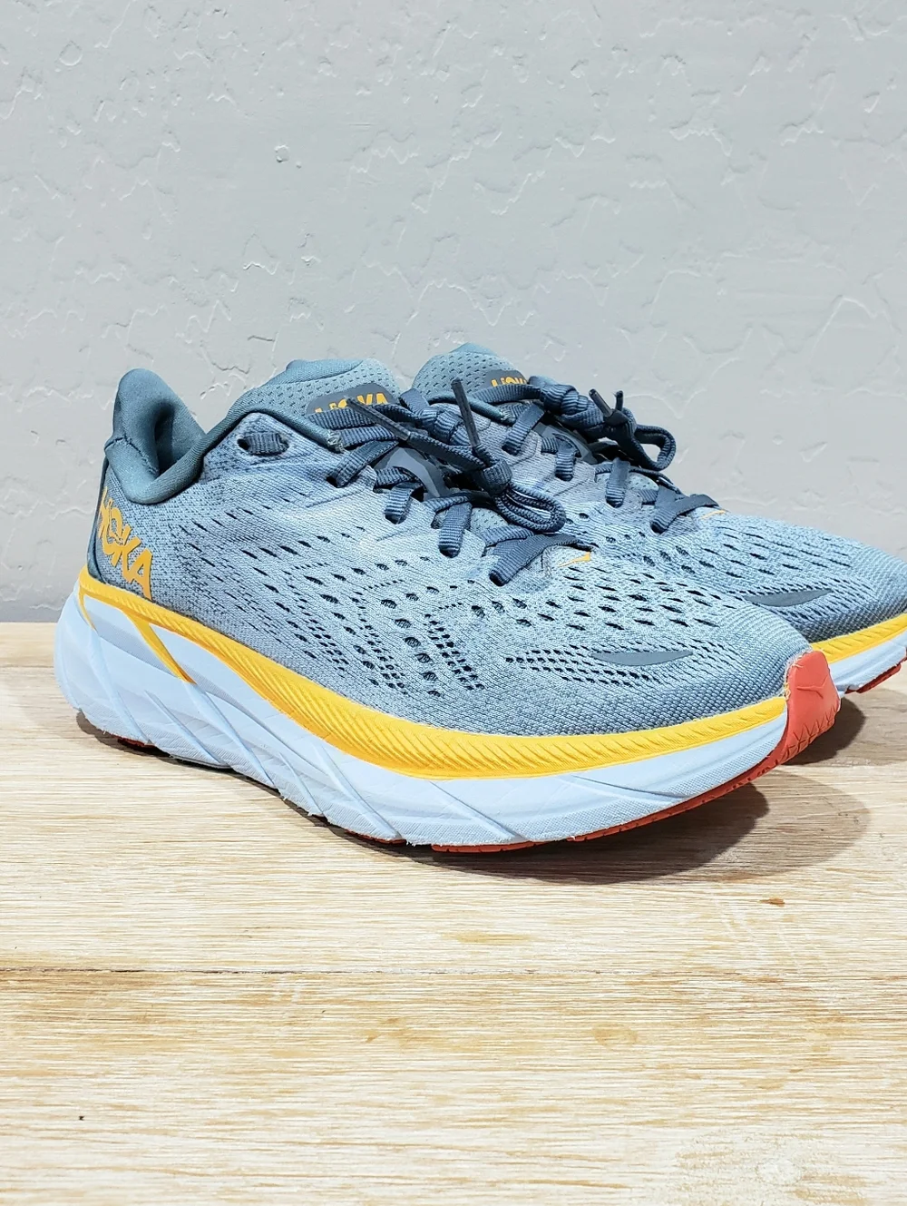 HOKA ONE ONE Men's Clifton 8 Running Shoes (8D/9.5W Women's) Blue Fog/Plein Air
